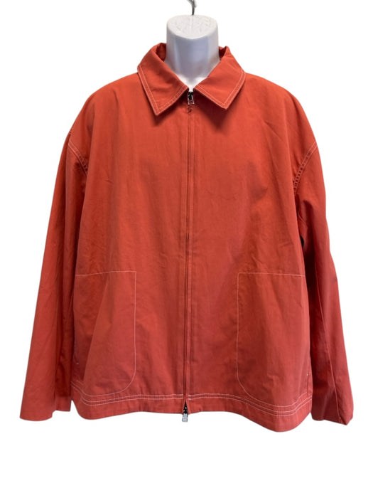 The Elder Statesman NWT Size L Orange Cotton Blend Solid Zip UP Men's Jacket Orange / L