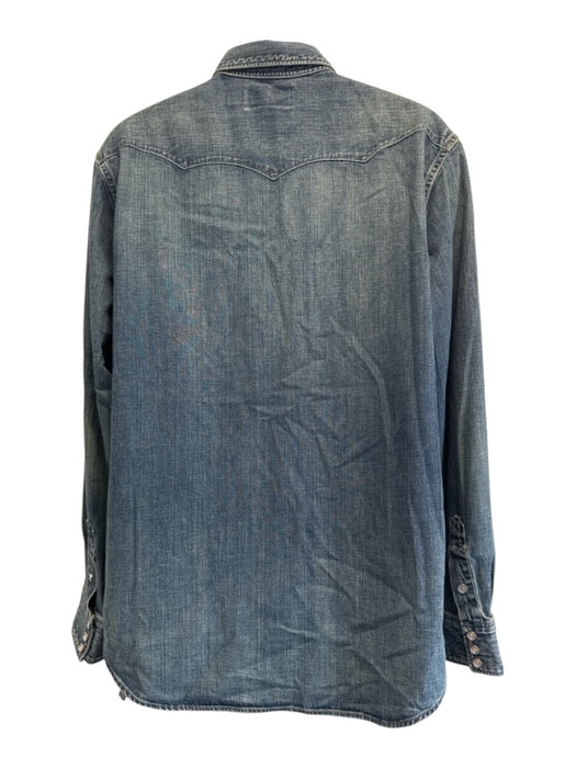 RRL Size XL med light wash Cotton Solid Western Button up Long Sleeve Shirt med light wash / XL