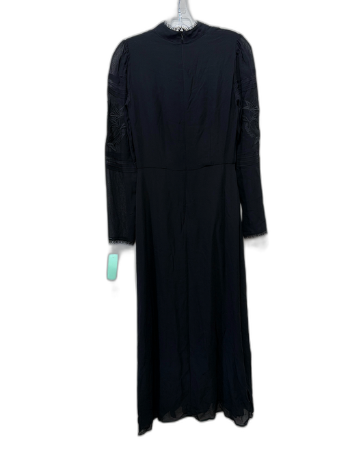 Reformation Size 2 Black Viscose Long Sleeve Semi Sheer Button Detail Dress Black / 2