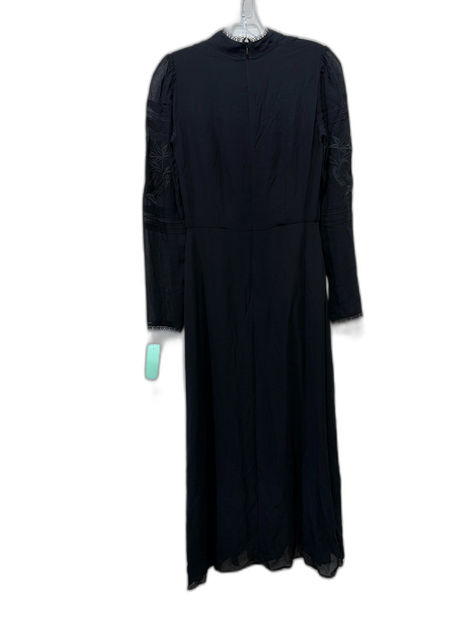 Reformation Size 2 Black Viscose Long Sleeve Semi Sheer Button Detail Dress Black / 2