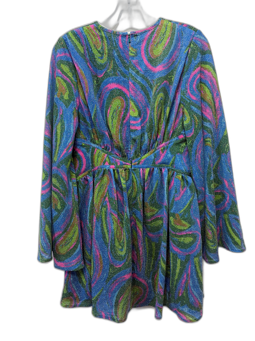 Alice McCall Size 4 Blue, Green & Pink Viscose Blend Metallic Thread Dress Blue, Green & Pink / 4