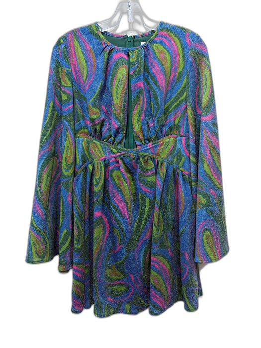 Alice McCall Size 4 Blue, Green & Pink Viscose Blend Metallic Thread Dress Blue, Green & Pink / 4