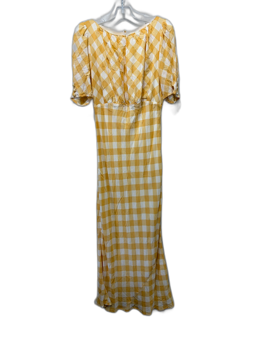Reformation Size 6 Yellow & White Viscose Gingham Short Sleeve Dress Yellow & White / 6