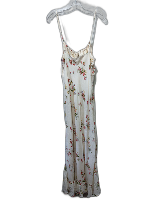 Reformation Size M Cream, Pink & Green Viscose Floral Spaghetti Strap Dress Cream, Pink & Green / M