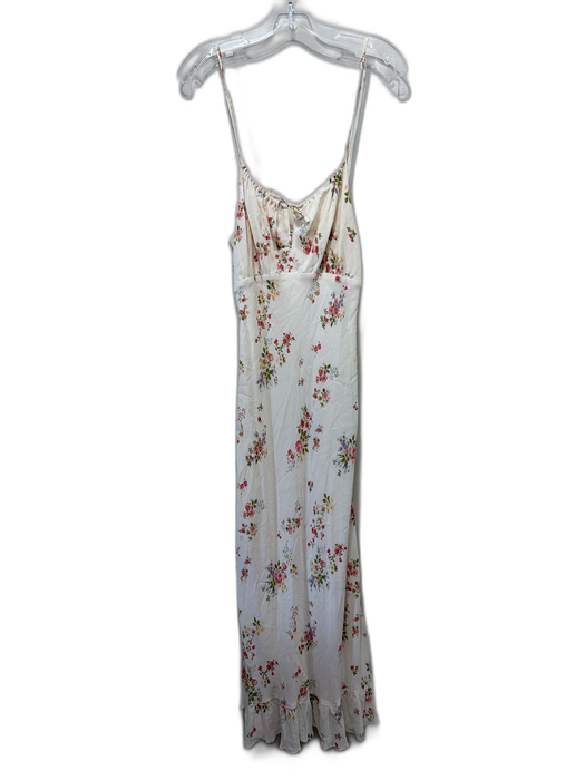 Reformation Size M Cream, Pink & Green Viscose Floral Spaghetti Strap Dress Cream, Pink & Green / M