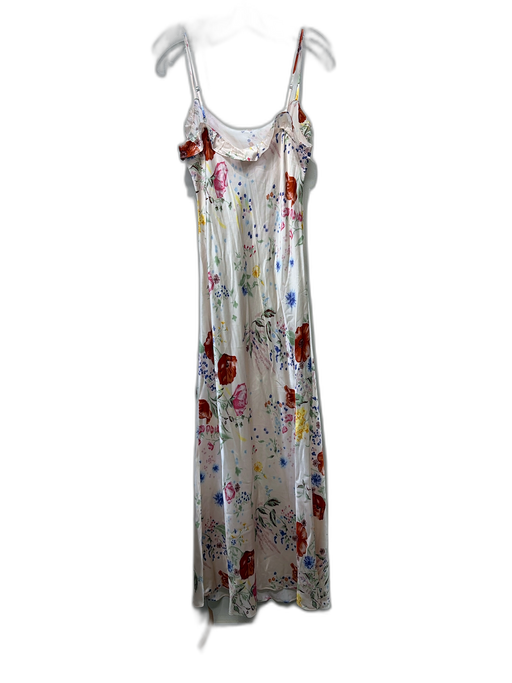 Reformation Size M Cream White & Multi Silk Floral Spaghetti Strap Slip Dress Cream White & Multi / M
