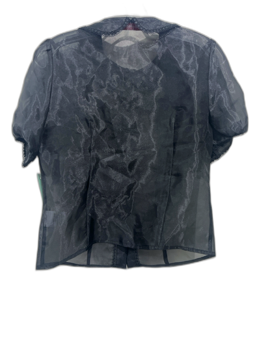 L'ecole des Femmes Size S Black Polyester Sheer Short Puff Sleeve Bow Detail Top Black / S