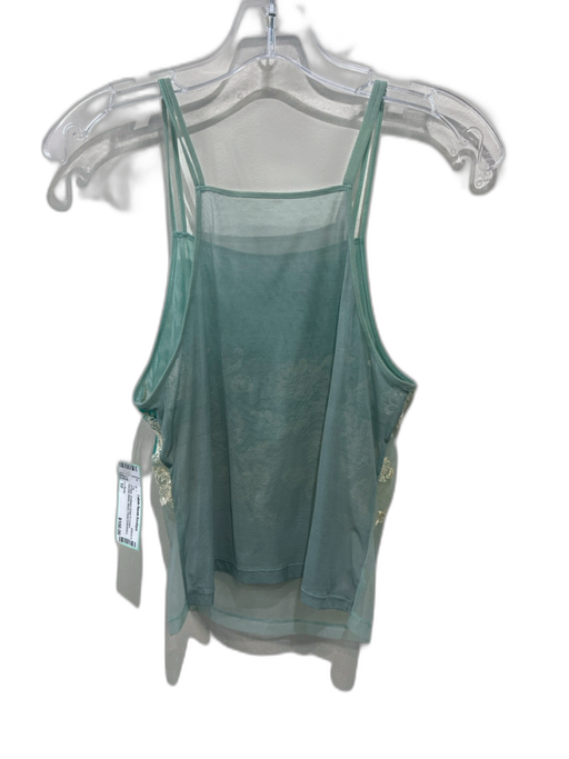 La Perla Size 10 Seafoam Green & Cream Viscose Blend Mesh Floral Embroidery Top Seafoam Green & Cream / 10