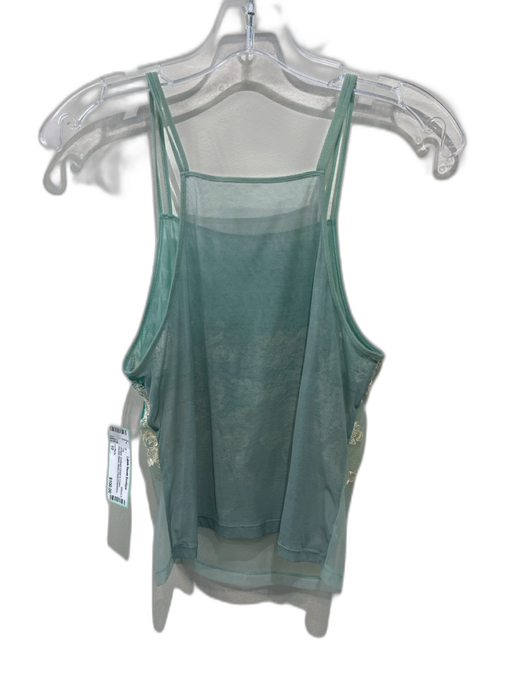 La Perla Size 10 Seafoam Green & Cream Viscose Blend Mesh Floral Embroidery Top Seafoam Green & Cream / 10