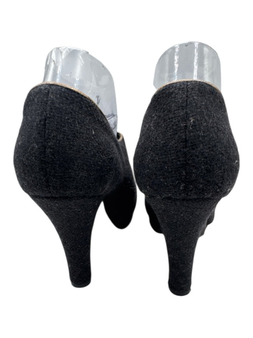 Fendi Shoe Size 39.5 Gray & Gold Felted Wool Lace Up Detail Stiletto Booties Gray & Gold / 39.5