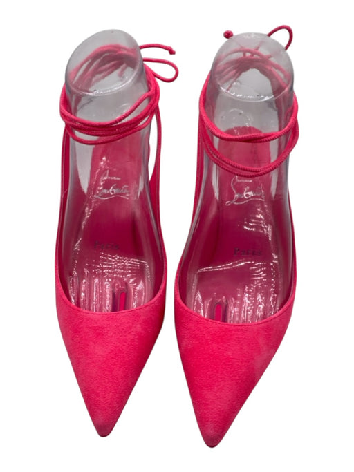 Christian Louboutin Shoe Size 36.5 Neon Pink Suede Lace Up Ankle Booties Neon Pink / 36.5
