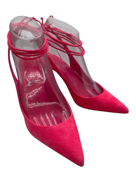 Christian Louboutin Shoe Size 36.5 Neon Pink Suede Lace Up Ankle Booties Neon Pink / 36.5