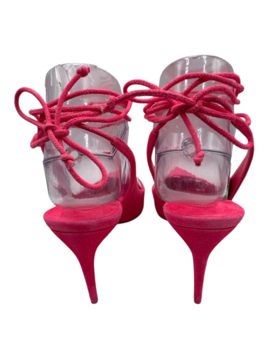 Christian Louboutin Shoe Size 36.5 Neon Pink Suede Lace Up Ankle Booties Neon Pink / 36.5