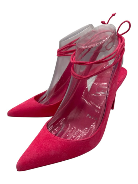 Christian Louboutin Shoe Size 36.5 Neon Pink Suede Lace Up Ankle Booties Neon Pink / 36.5