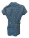 Show Me Your Mumu Size S Medium Wash Denim Collar Belt Front Zipper Mini Skirt Medium Wash / S