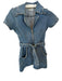 Show Me Your Mumu Size S Medium Wash Denim Collar Belt Front Zipper Mini Skirt Medium Wash / S