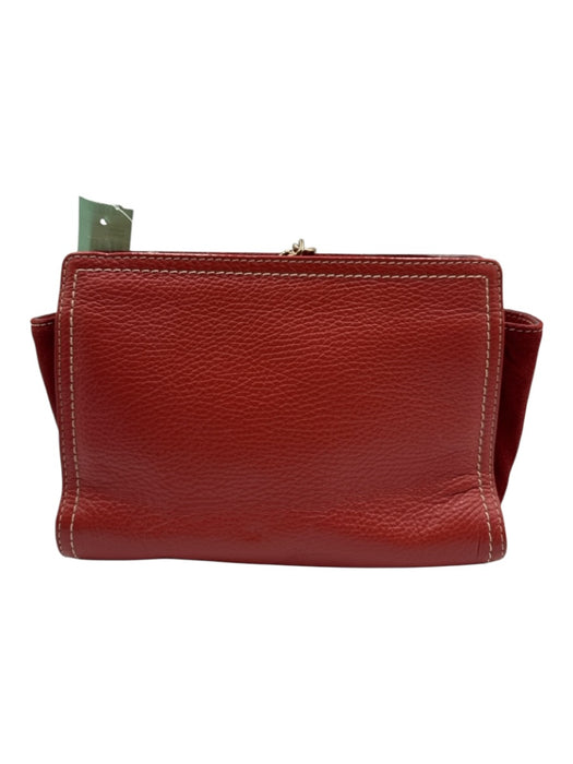 Mario Valentino Red & Gold Pebble Leather Suede Logo Detachable Chain Bag Red & Gold / Small