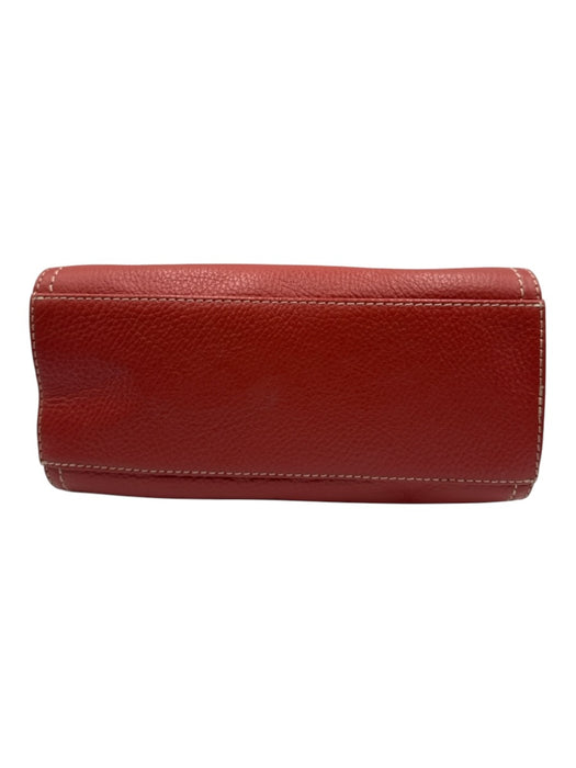 Mario Valentino Red & Gold Pebble Leather Suede Logo Detachable Chain Bag Red & Gold / Small