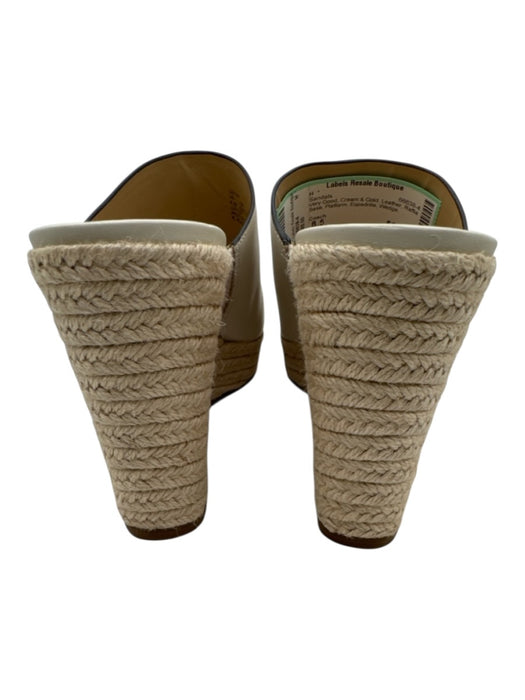 Coach Shoe Size 8.5 Cream & Gold Leather Raffia Base Platform Espadrille Sandals Cream & Gold / 8.5