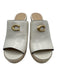 Coach Shoe Size 8.5 Cream & Gold Leather Raffia Base Platform Espadrille Sandals Cream & Gold / 8.5