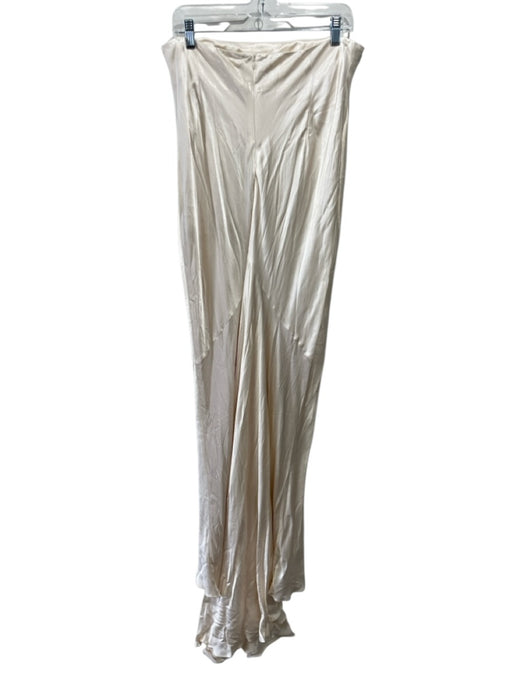 Shona Joy Size 12 Cream Pink Lenzing Blend Strapless Satin Flare Hem Skirt Cream Pink / 12
