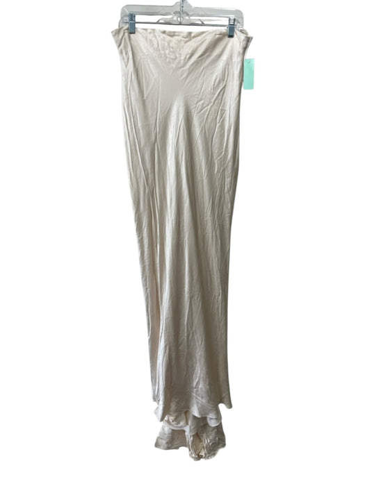 Shona Joy Size 12 Cream Pink Lenzing Blend Strapless Satin Flare Hem Skirt Cream Pink / 12
