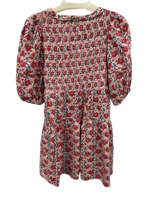 Anna Cate Size S Pink, Blue, White Cotton Short Puff Sleeve Floral Print Dress Pink, Blue, White / S