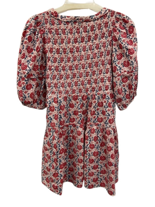 Anna Cate Size S Pink, Blue, White Cotton Short Puff Sleeve Floral Print Dress Pink, Blue, White / S