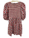 Anna Cate Size S Pink, Blue, White Cotton Short Puff Sleeve Floral Print Dress Pink, Blue, White / S