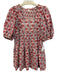 Anna Cate Size S Pink, Blue, White Cotton Short Puff Sleeve Floral Print Dress Pink, Blue, White / S