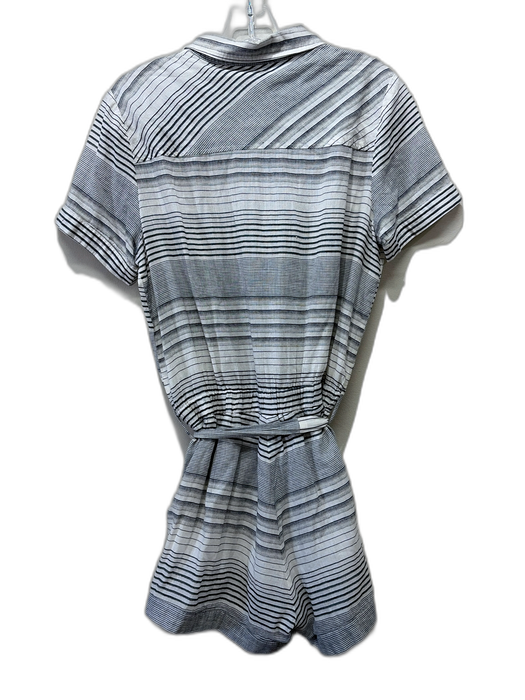 Sadie & Sage Size L White & Navy Blue Cotton Striped Short Sleeve Romper White & Navy Blue / L