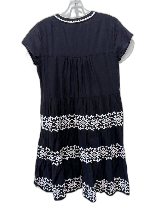 Roller Rabbit Size S Black & White Cotton Embroidered Geometric Cap Sleeve Dress Black & White / S