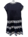 Roller Rabbit Size S Black & White Cotton Embroidered Geometric Cap Sleeve Dress Black & White / S