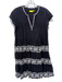 Roller Rabbit Size S Black & White Cotton Embroidered Geometric Cap Sleeve Dress Black & White / S