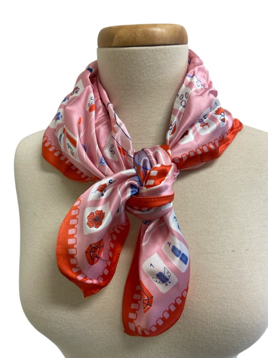 Swells Pink, Orange & blue Silk Printed Mahjong Square scarf Pink, Orange & blue / 26"