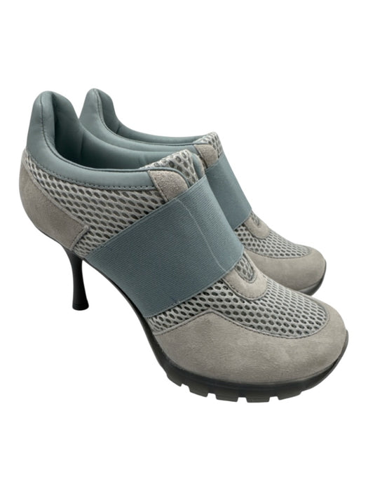 Sneex Shoe Size 6 Blue & Gray Suede & Leather Mesh Stretch Strap Slip On Pumps Blue & Gray / 6
