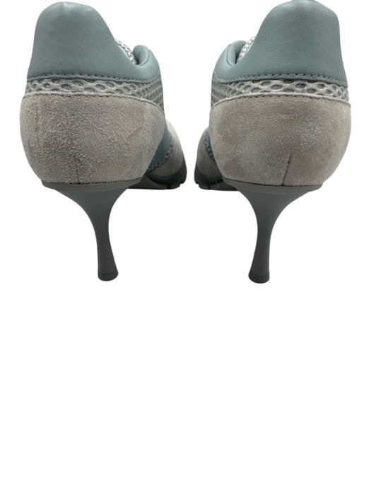 Sneex Shoe Size 6 Blue & Gray Suede & Leather Mesh Stretch Strap Slip On Pumps Blue & Gray / 6