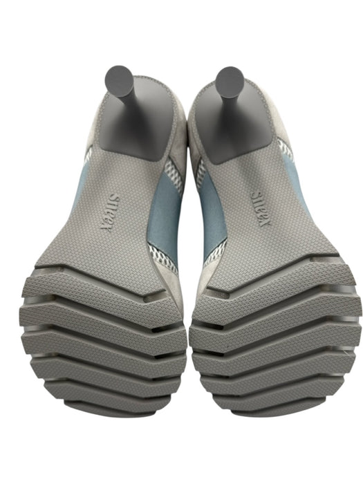 Sneex Shoe Size 6 Blue & Gray Suede & Leather Mesh Stretch Strap Slip On Pumps Blue & Gray / 6