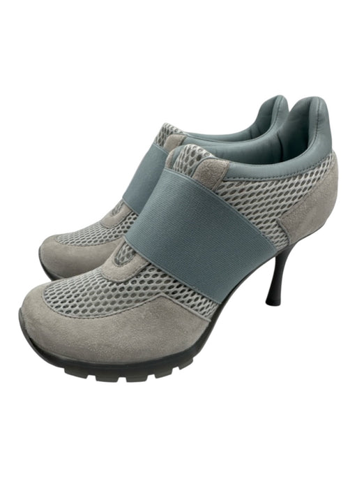 Sneex Shoe Size 6 Blue & Gray Suede & Leather Mesh Stretch Strap Slip On Pumps Blue & Gray / 6