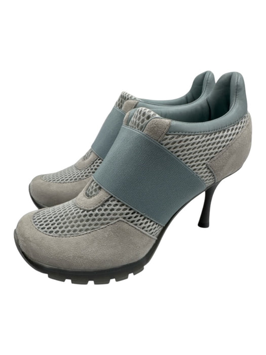 Sneex Shoe Size 6 Blue & Gray Suede & Leather Mesh Stretch Strap Slip On Pumps Blue & Gray / 6