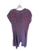 Stella McCartney Size 44 Red & Blue Silk V Neck Short Sleeve oval High Low Dress Red & Blue / 44
