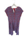 Stella McCartney Size 44 Red & Blue Silk V Neck Short Sleeve oval High Low Dress Red & Blue / 44