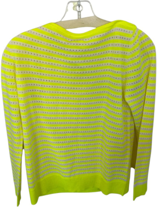 M. Patmos Size L Neon Yellow & Beige Extra fine merino wool Striped Knit Top Neon Yellow & Beige / L