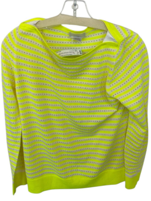 M. Patmos Size L Neon Yellow & Beige Extra fine merino wool Striped Knit Top Neon Yellow & Beige / L
