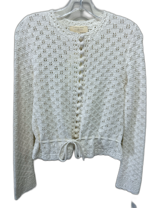 La maille sezane Size XXS White Cotton Open Knit Button Front Sweater White / XXS