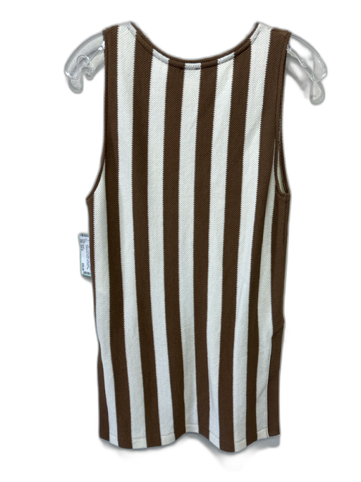 Closed Size Est S Brown & Cream White Cotton Blend Textured Knit Striped Top Brown & Cream White / Est S