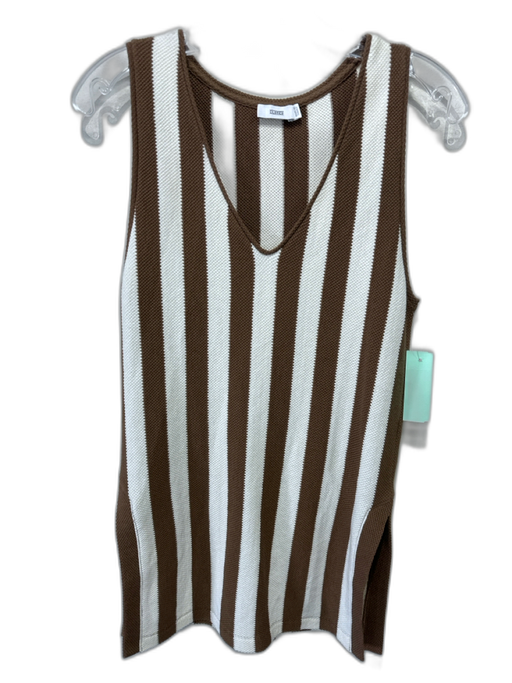 Closed Size Est S Brown & Cream White Cotton Blend Textured Knit Striped Top Brown & Cream White / Est S
