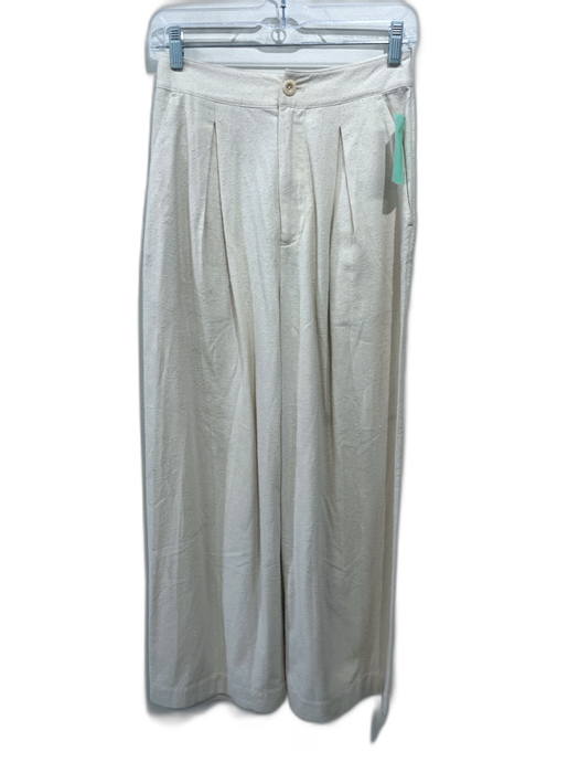 Jenni Kayne Size 0 Cream Beige Silk Front Pleat Trouser Button & Zip Fly Pants Cream Beige / 0