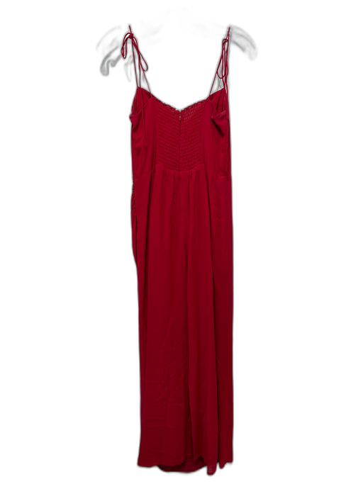 Reformation Size 4 Red Viscose Spaghetti Strap Tie Shoulder Shirred Back Dress Red / 4