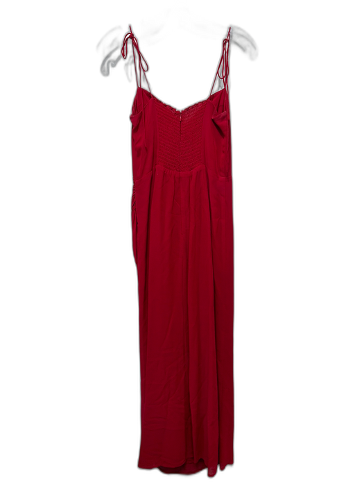 Reformation Size 4 Red Viscose Spaghetti Strap Tie Shoulder Shirred Back Dress Red / 4